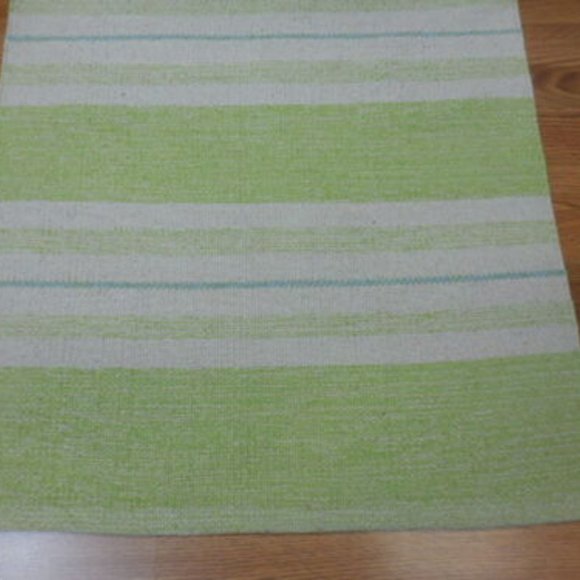 2.3x3.9 green white stripe Turkish area rug - Picture 3 of 12